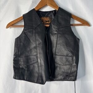 Milwaukee Leather Kids Boys Small‎ Classic Black Biker Style Motorcycle Vest NEW